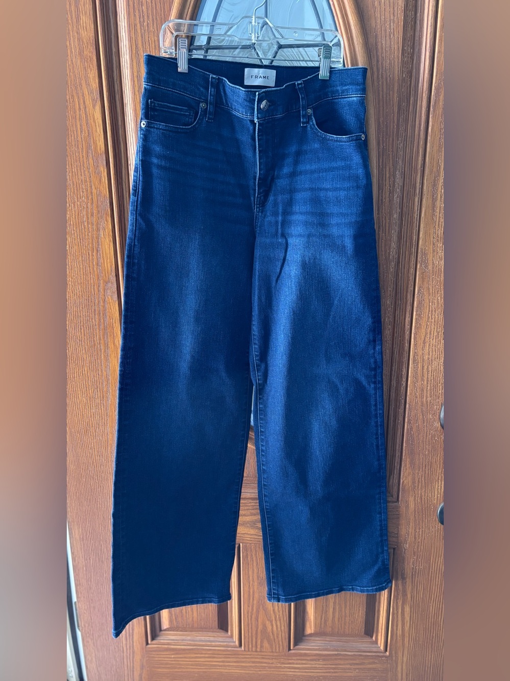 FRAME Le Slim Palazzo-Trick Wide Leg High Rise Designer Dark Wash Jeans Size 29 - Picture 3 of 14